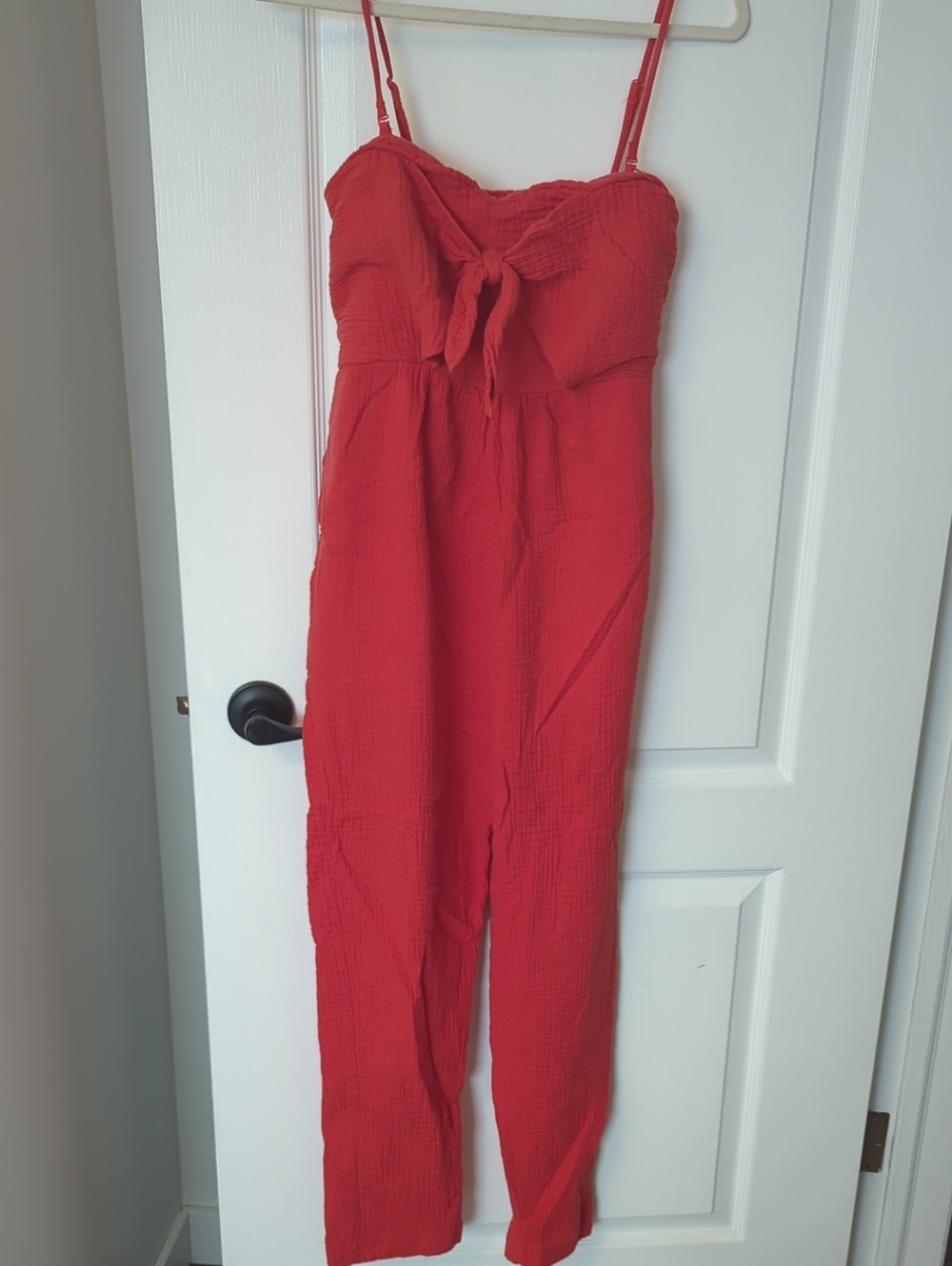 Anthropologie Saturday Sunday Isabel Tie-Front Jumpsuit Red Orange XS